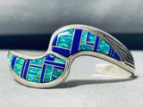 6 Inch Wrist Gorgy Vintage Native American Navajo Opal Sterling Inlay Bracelet-Nativo Arts