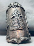 208 Grams Heavy Towering Vintage Southwest Sterling Silver Bracelet Cuff-Nativo Arts