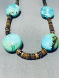 Rare Rounded Turquoise Vintage Native American Navajo Heishi Sterling Silver Necklace-Nativo Arts