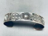 Mesmerizing Vintage Native American Navajo Sterling Silver Repousse Stars Bracelet-Nativo Arts