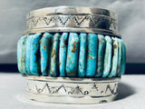 158 Grams 7 Inch Wrist Native American Navajo Turquoise Inlay Sterling Silver Bracelet-Nativo Arts