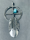 Ben Begaye (d.) Vintage Native American Navajo Turquoise 4 Directions Sterling Silver Pendant-Nativo Arts