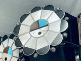 Tom Henry Vintage Native American Navajo Turquoise Inlay Sterling Silver Concho Belt