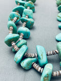 206 Grams Vintage Native American Navajo Green Turquoise Heishi Necklace Old-Nativo Arts