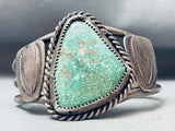 Rare Vintage Native American Navajo Triangle Royston Turquoise Sterling Silver Bracelet-Nativo Arts