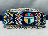 7 Inch Wrist Extreme Intricacy Vintage Turquoise Inlay Sterling Silver Bracelet-Nativo Arts