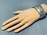 Awesome Vintage Signed Native American Navajo Sterling Silver Repousse Bracelet-Nativo Arts