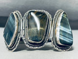 Hypnotic Vintage Native American Navajo Tiger Eye Jasper Sterling Silver Giant Bracelet-Nativo Arts