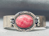 Larry Moses Yazzie Vintage Native American Navajo Rhodochrosite Sterling Silver Bracelet-Nativo Arts