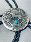 Phenomenal Native American Navajo Spiderweb Turquoise Sterling Silver Horse Bolo-Nativo Arts