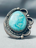 Superior Vintage Native American Navajo Sleeping Beauty Turquoise Sterling Silver Ring-Nativo Arts