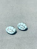 Marvelous Vintage Native American Zuni Blue Gem Inlay Sterling Silver Earrings-Nativo Arts