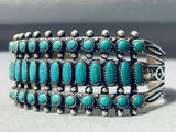 One Of Best Triple Row Early Vintage Native American Navajo Turquoise Sterling Silver Bracelet-Nativo Arts