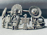 One Of The Most Unique Vintage Kachina Sterling Silver Bracelet Cuff-Nativo Arts