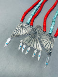 221 Grams!! Massive Native American Navajo Thunderbird Sterling Silver Necklace-Nativo Arts