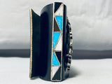 One Of The Best Ever Vintage Native American Zuni Turquoise Inlay Sterling Silver Ketoh Bracelet-Nativo Arts