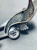 Eagle Has Landed Vintage Native American Kewa Turquoise Sterling Silver Bracelet-Nativo Arts