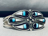 Gorgy! 6 Inch Wrist Vintage Native American Zuni Turquoise Inlay Sterling Silver Bracelet-Nativo Arts