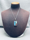 NImportant Tony Aguilar Vintage Santo Domingo Sterling Silver Inlay Necklace-Nativo Arts