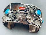 Heavy Mens Native American Navajo Turquoise Sterling Silver Bear Bracelet-Nativo Arts