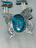 204 Grams Butterfly Native American Navajo Turquoise Sterling Silver Squash Blossom Necklace-Nativo Arts