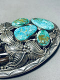 Darr Victor Massive Vintage Native American Navajo Turquoise Bear Sterling Silver Buckle-Nativo Arts