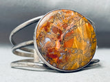 Carmel Agate Vintage Native American Navajo Sterling Silver Bracelet Old-Nativo Arts