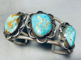 Old Deposit #8 Turquoise!! Vintage Native American Navajo Sterling Silver Bracelet-Nativo Arts