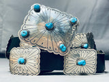 322 Gram Signed Vintage Native American Navajo Turquoise Sterling Silver Concho Belt-Nativo Arts