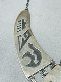 Rare Vintage Native American Hopi Sterling Silver Chiseled Overlay Sunface Necklace-Nativo Arts