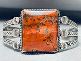 Early Orange Petrified Wood Vintage Native American Navajo Sterling Silver Bracelet-Nativo Arts