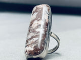 Gigantic Vintage Native American Navajo Wildhorse Agate Sterling Silver Ring-Nativo Arts