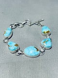 Lavish Native American Navajo 5 Pilot Mountain Turquoise Sterling Silver Toggle Bracelet-Nativo Arts