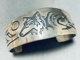 The Woman And The Wolf Vintage Native American Navajo Sterling Silver Bracelet Cuff-Nativo Arts