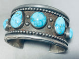 Magnificent Vintage Native American Navajo 5 Candelaria Turquoise Sterling Silver Huge Bracelet-Nativo Arts