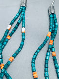 Spiderweb Tubule Turquoise Native American Navajo Sterling Silver Shell Necklace-Nativo Arts