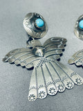 Yazzie Thunderbird Vintage Native American Navajo Sterling Silver Earrings-Nativo Arts
