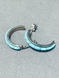 Gorgeous Vintage Native American Zuni Blue Gem Turquoise Sterling Silver Earrings-Nativo Arts