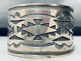 Vintage Rug Pattern!! Native American Navajo Sterling Silver Wide Bracelet-Nativo Arts