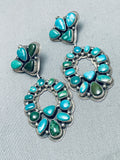 Important Vintage Native American Navajo Cerrillos Turquoise Sterling Silver Earrings-Nativo Arts