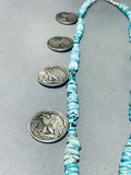 Mind-blowing Navajo/ Sioux Turquoise & Usa Coin Sterling Silver Necklace