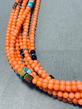 Singer Pink Coral Native American Navajo Sterling Silver Turquoise Necklace-Nativo Arts