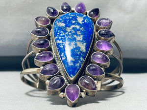 The Most Unique Vintage Native American Navajo Lapis Amethyst Sterling Silver Bracelet-Nativo Arts