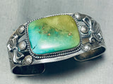 Early Sturdy Vintage Native American Navajo Squared Royston Turquoise Sterling Silver Bracelet-Nativo Arts