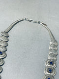 Statement Vintage Native American Navajo Lapis Sterling Silver Shadowbox Pillow Necklace-Nativo Arts