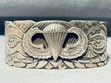 Us Army Vintage Native American Navajo Sterling Silver Hand Tooled Bracelet-Nativo Arts