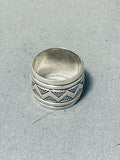 Tremendous Native American Navajo Sterling Silver Drum Band Ring-Nativo Arts