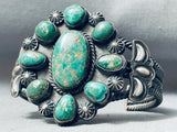 One Of The Best Vintage Native American Navajo Royston Turquoise Sterling Silver Rope Bracelet