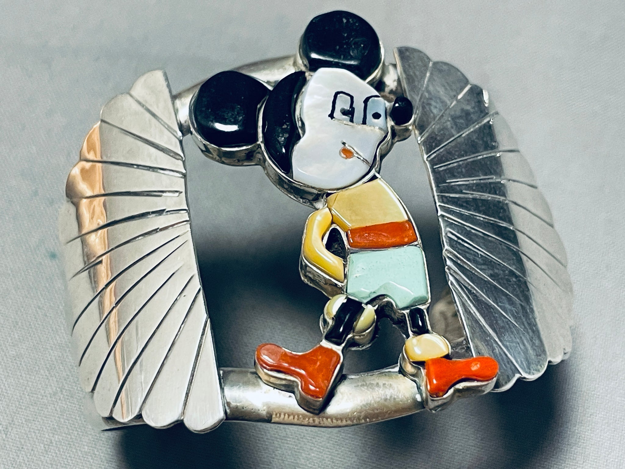Mickey Mouse Carol Kee Vintage Navajo Turquoise Sterling Silver