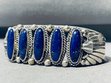 One Of The Best Vintage Native American Navajo Midnight Lapis Sterling Silver Bracelet-Nativo Arts